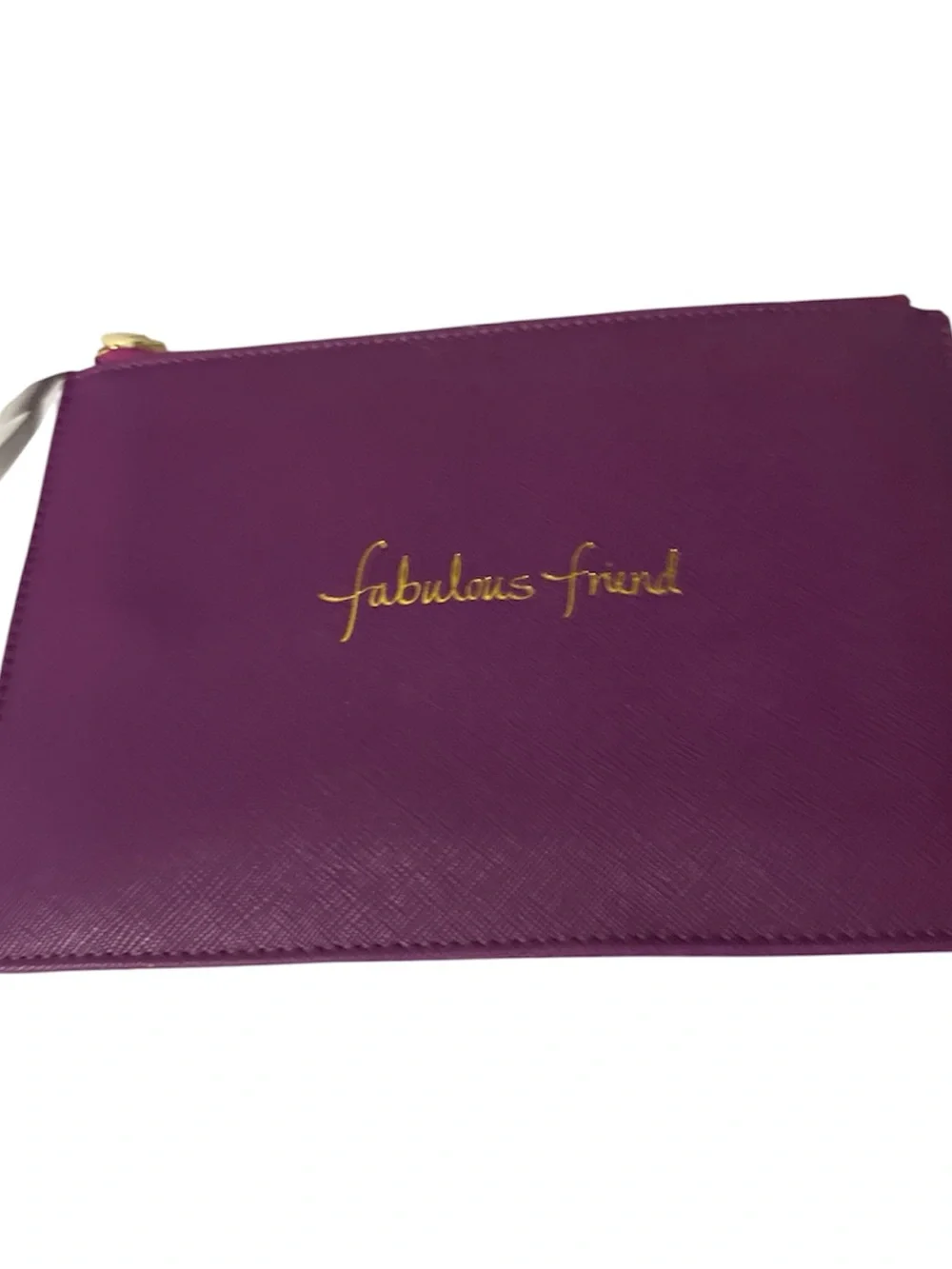 NWT katie loxton Purple 'Fabulous Friend' Zipper Wristlet Pouch gold acc medium